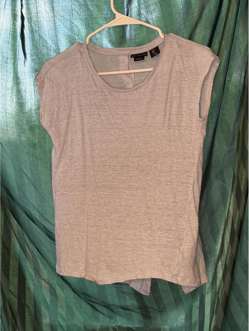 Tahari Light Blue Linen Button-Back Top - Size S